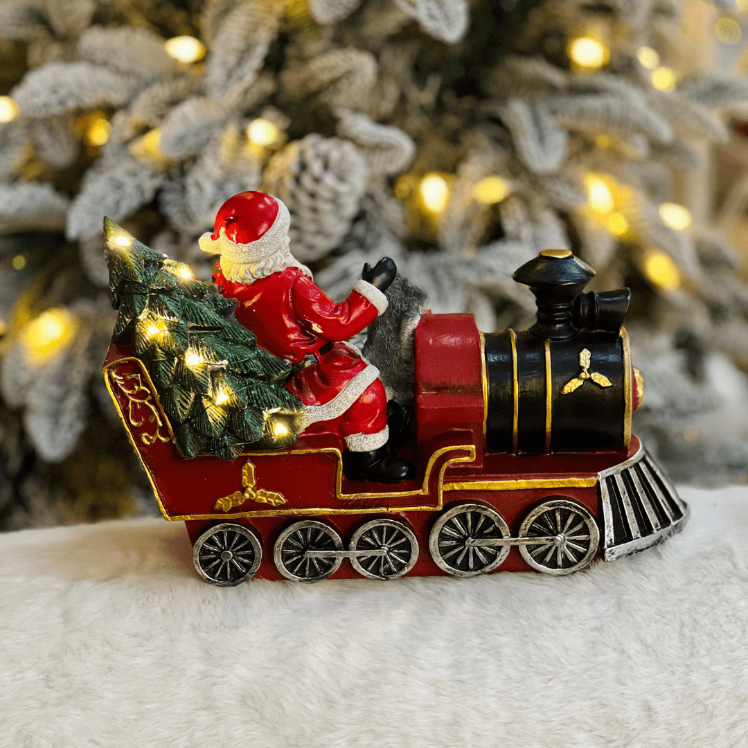 Trem do Noel Com Led de Resina 21,5x32cm