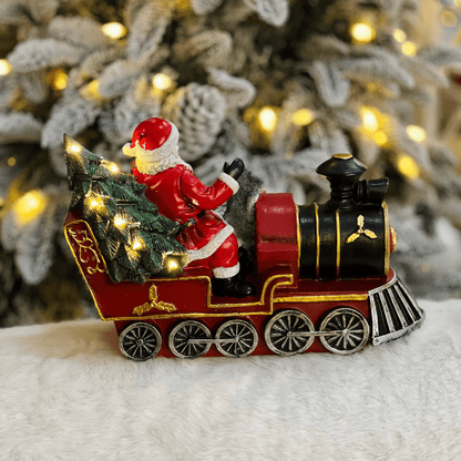 Trem do Noel Com Led de Resina 21,5x32cm