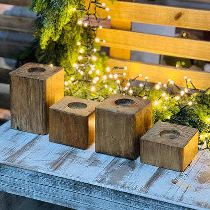 Conjunto Natural com 4 Cubos Porta-Velas