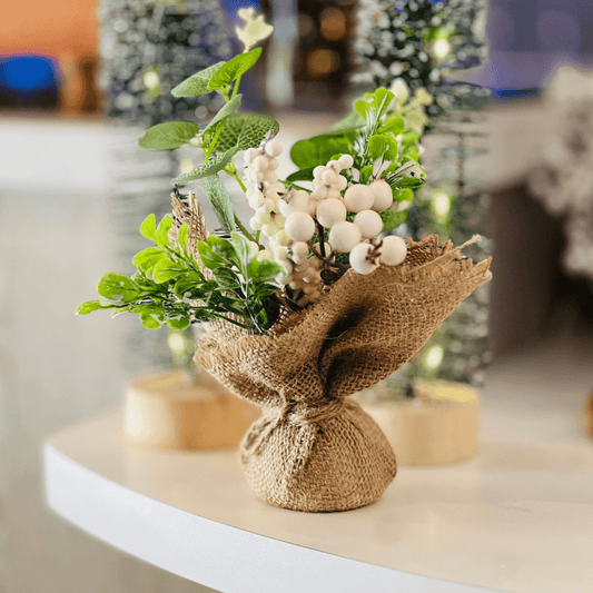 Mini Árvore Natalina Berries Brancas 25cm