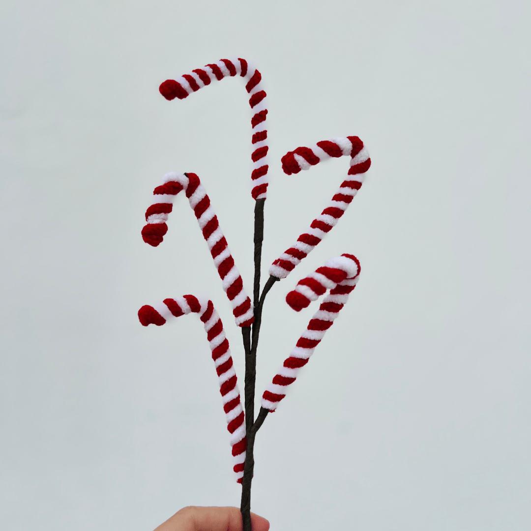 Galho Candy Cane Vermelho e Branco 48cm