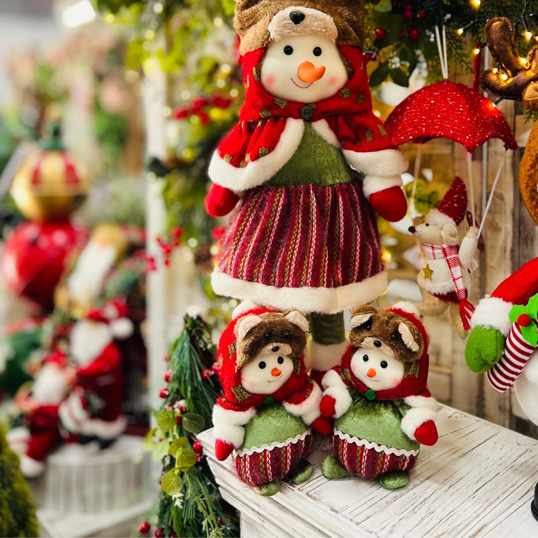 Boneco de Neve Vermelho e Verde - 17cm - Urso