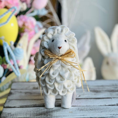 Ovelha Decorativa Com Laço - 23cm