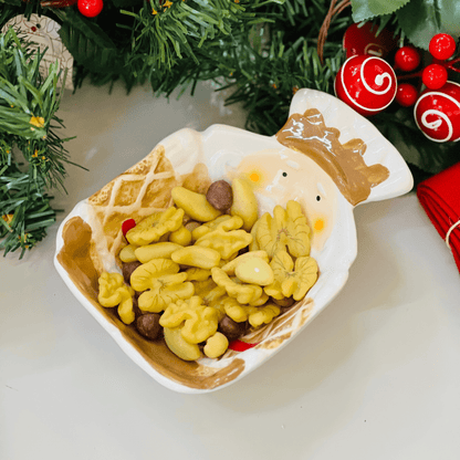 Travessa Natalina Quebra Nozes Gingerbread de Cerâmica 18x13x5cm