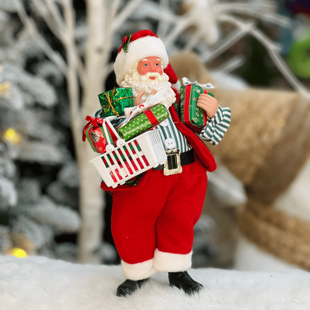 Papai Noel Colecionável Compras do Noel 28cm