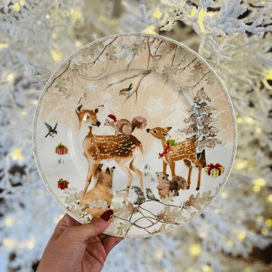 Kit 2 Pratos Decorados com Renas – 25 cm