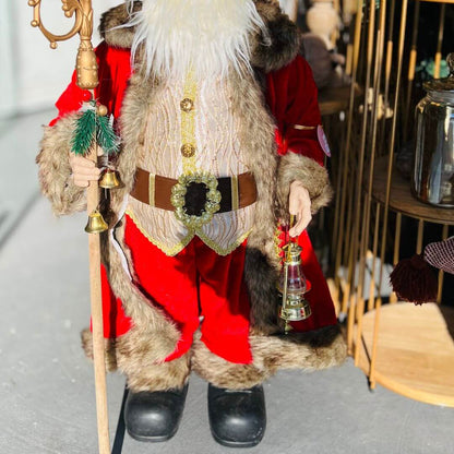 Papai Noel Em Pé Vermelho e Ouro 80cm