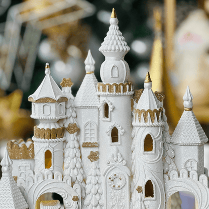 Cenário Castelo Natalino Gingerbread Branco 34x25cm