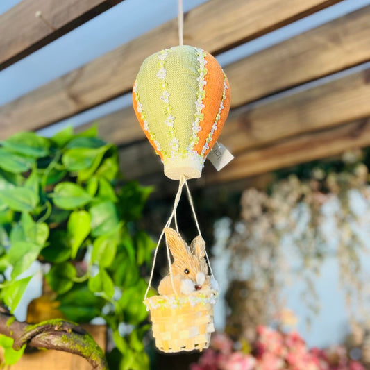 Balão Com Coelhinho no Cesto - 36x13x13cm Pequeno Laranja e Verde