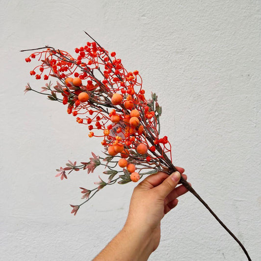 Galho Decorativo com Berry Laranja – 62cm