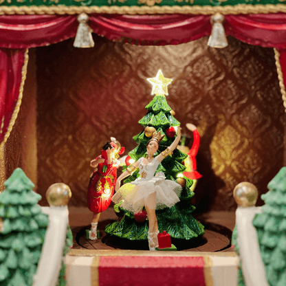 Cenário Natalino Ballet no Teatro Com Led, Movimento e Som 40x32x28cm