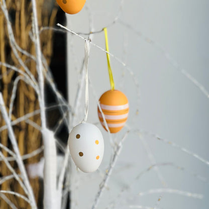 Jogo de 9 Ovos Decorativos para Pendurar Laranja - 6cm