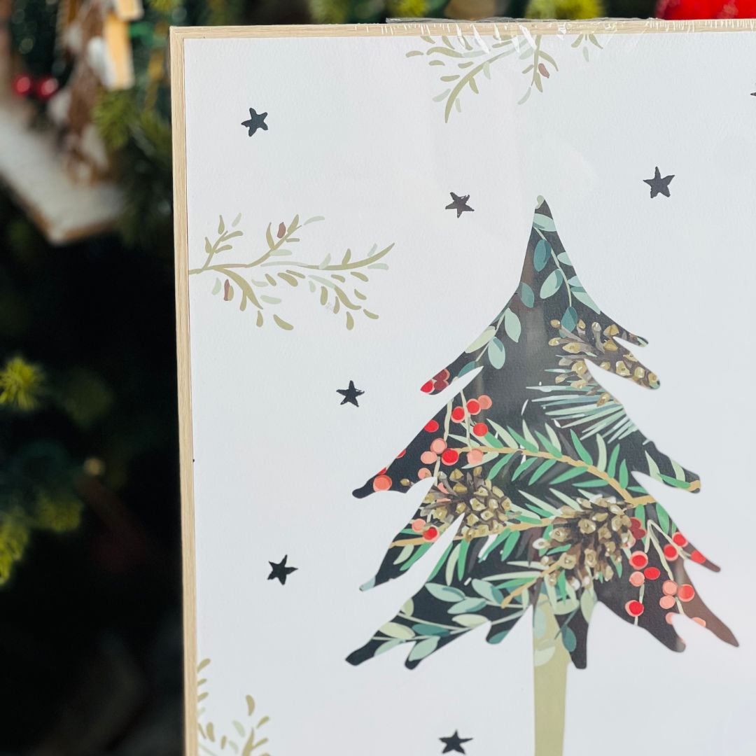 Quadro Mdf Pinheiro de Natal - 30x40x3cm