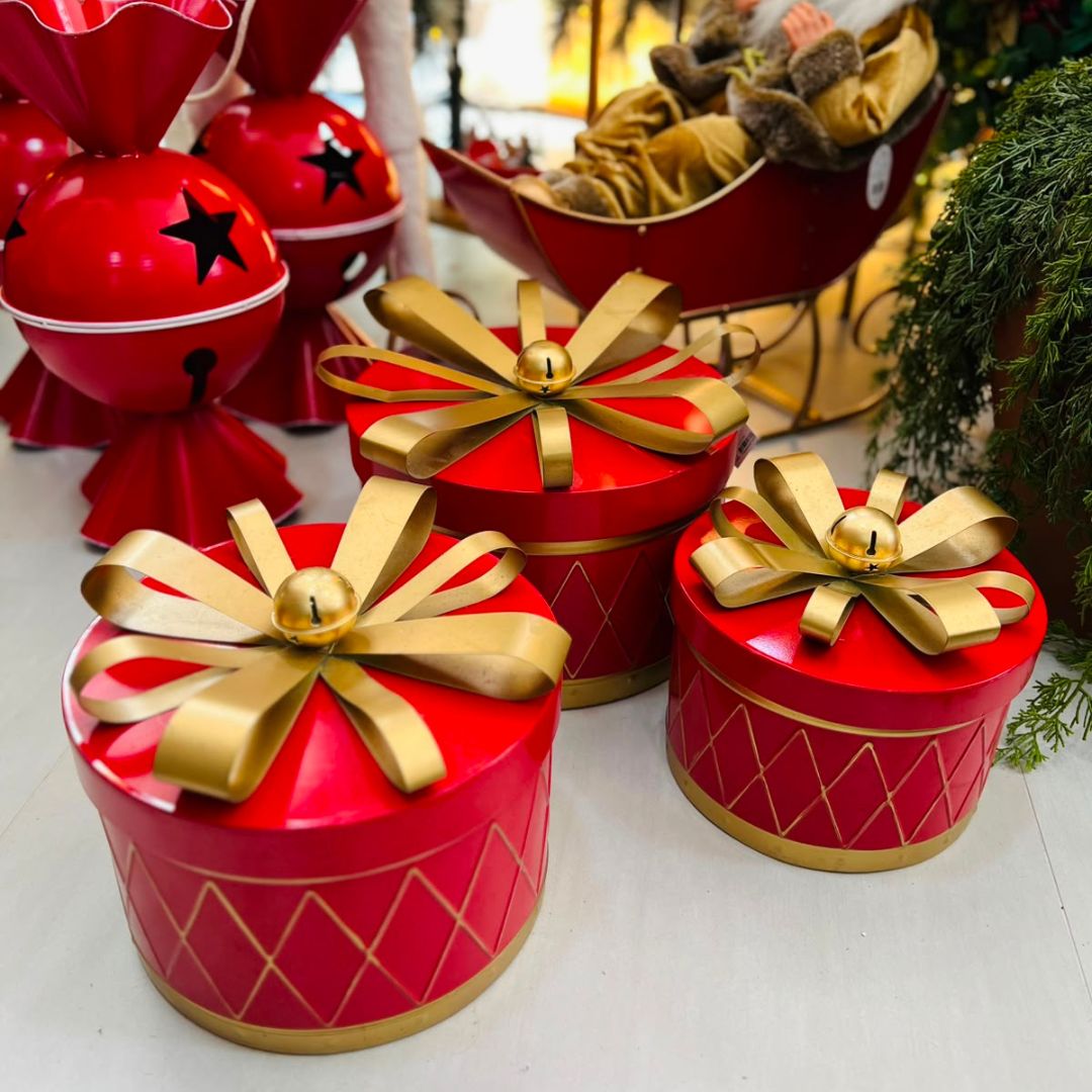 Kit com 3 Presentes Decorativos em Metal - 32 cm