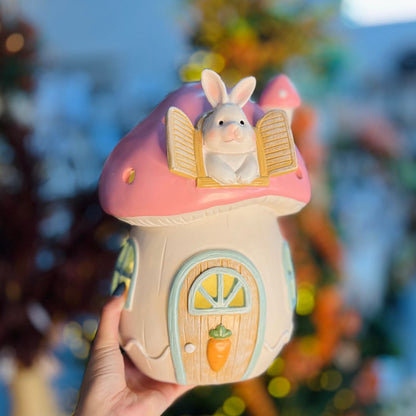 Casa Coelho de Cogumelo Com Led - 29cm