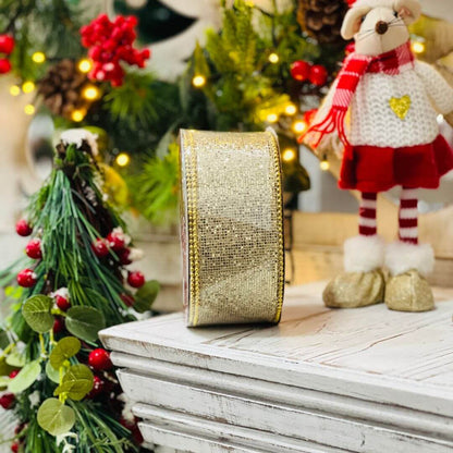 Fita Aramada Com Glitter Dourado - 6,3cmx914m