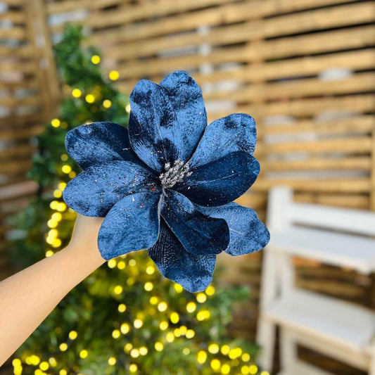 Flor Decorativa Magnólia Azul – 24cm