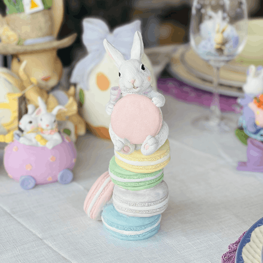 Coelho Com Macarons de Resina 10,7x10x23,5cm