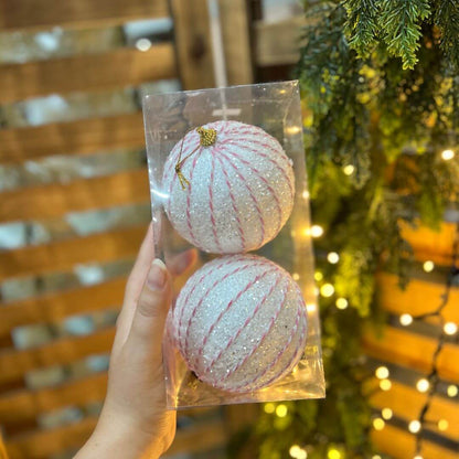 Jogo com 2 Bolas Natalinas Decoradas | 10 cm