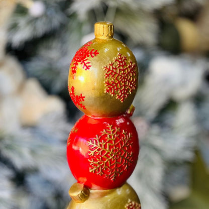 Enfeite Decorativo Bolas Natalinas Dourado e Vermelho - 52cm
