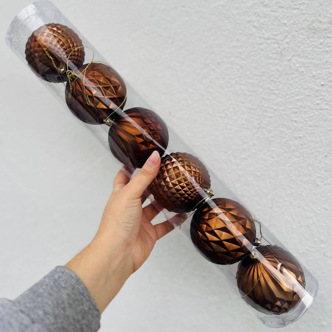 Bola Decorada de Natal Bordô – 8cm | Kit com 6 Unidades
