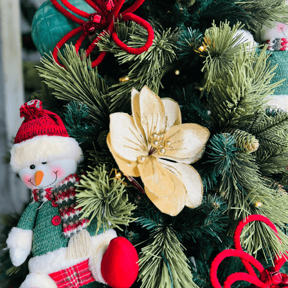 Flor Natalina Magnolia Dourada 24cm