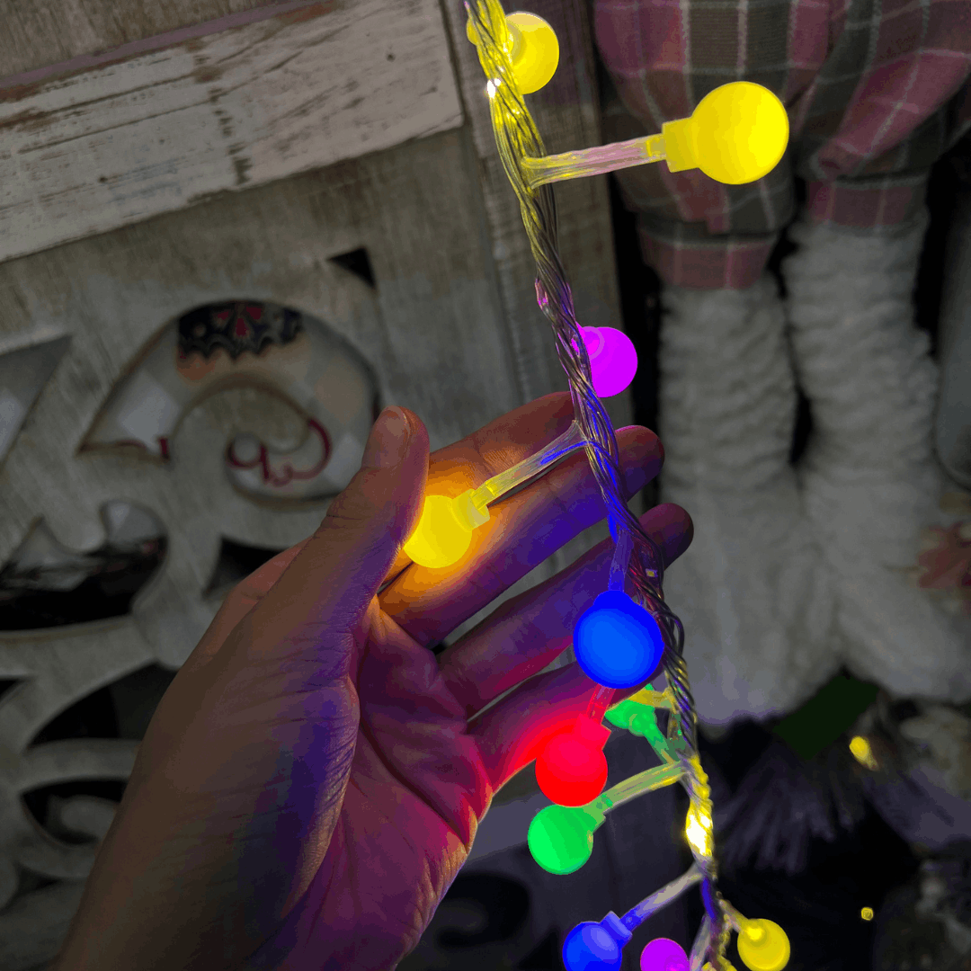 Cordão de Led Bolinha Colorido 5m - 300 Leds, 110v Com Funções