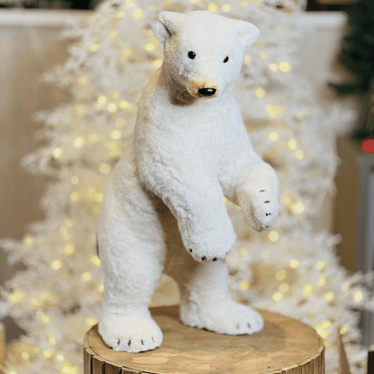 Urso Polar em Pé Branco e Dourado – 66cm