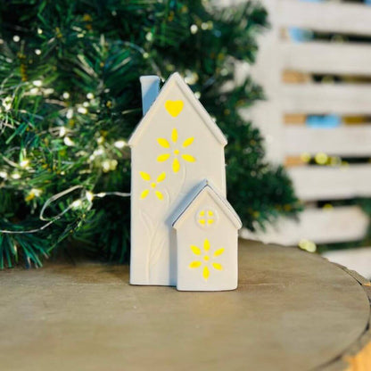 Natal Casinha Branca  Decorativa C/led  - 17,4x9,2x7,4cm