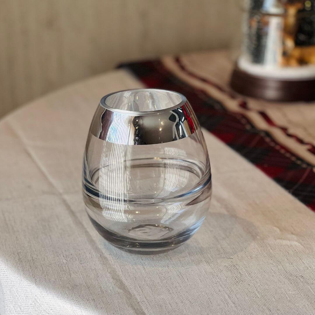 Vaso de Vidro Prata Transparente – 15cm