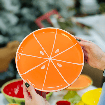 Prato de Sobremesa de Cerâmica Laranja 23cm