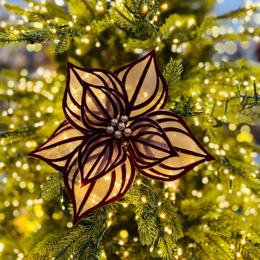 Poinsetia Voil Vinho x 8 - Alt 45 x Diam 29 Cm