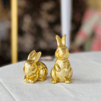 Coelho Dourado de Resina 5x6x10cm