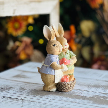 Coelhos Cesta de Cenouras - 14cm