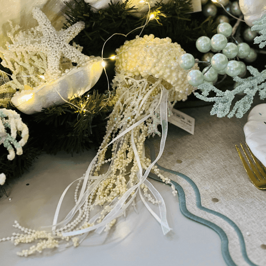 Água Viva Decorativa Natal Náutico Creme 45x9,5cm