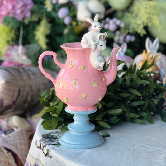 Bule Decorativo Com Coelhinhos - 34cm (Alice no País das Maravilhas)