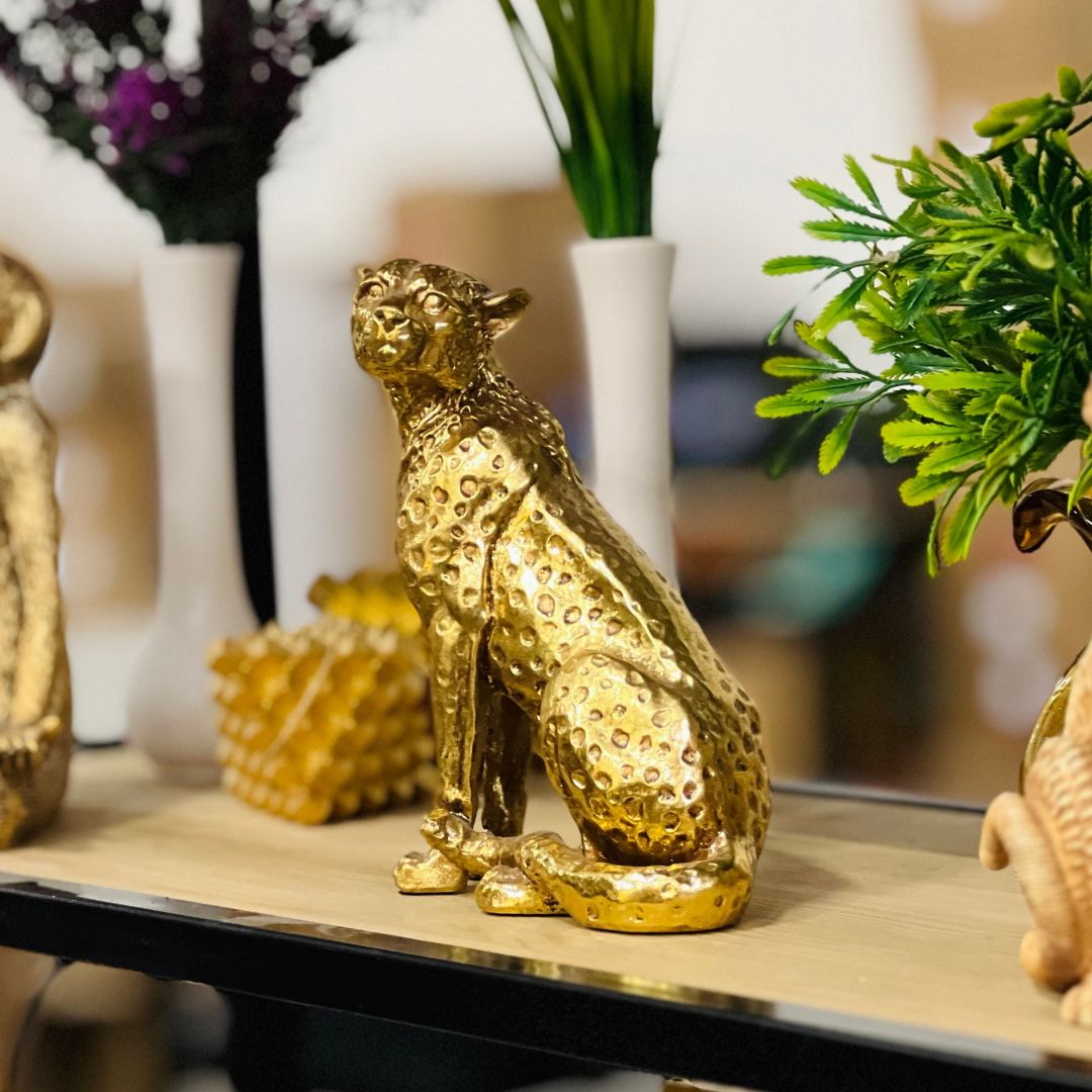 Escultura Leopardo Em Poliresina - 19cm