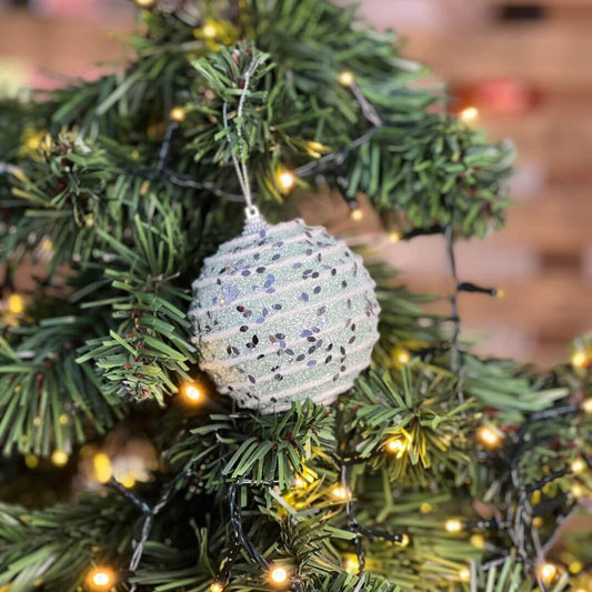 Bola Decorada Verde – 8cm | 3 Unidades