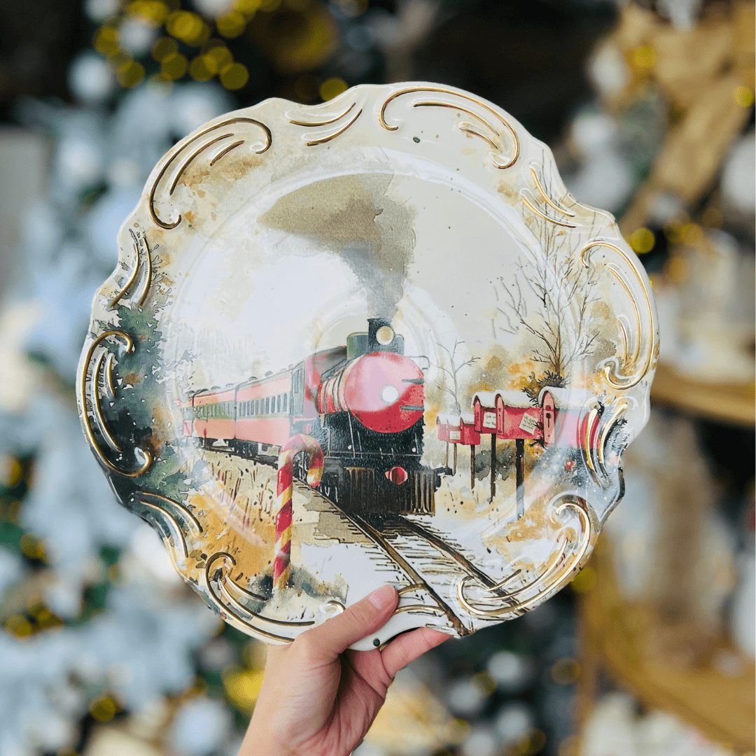 Sousplat Noite de Neve de Cerâmica 34cm