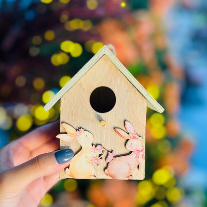 Enfeite Para Pendurar de Páscoa - Casa Pássaro Verde 12cm