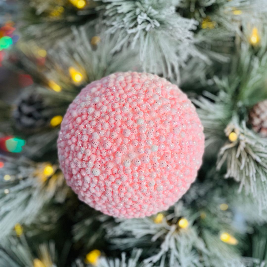 Bola Decorada de Natal Rosa - 15cm