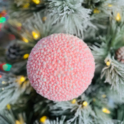 Bola Decorada de Natal Rosa - 15cm