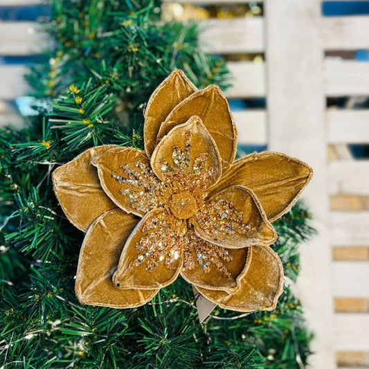 Poinsetia Veludo Marrom x 11 - Alt 45 x Diam 24 Cm