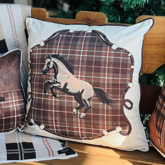 Capa Almofada Cavalo Xadrez (Coleção Equestre) 50cm