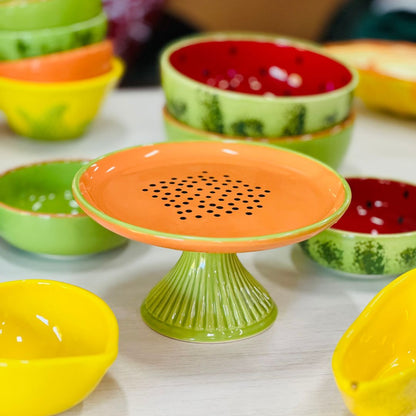 Prato com pé Mamão Tutti-frutti - 10,5x20
