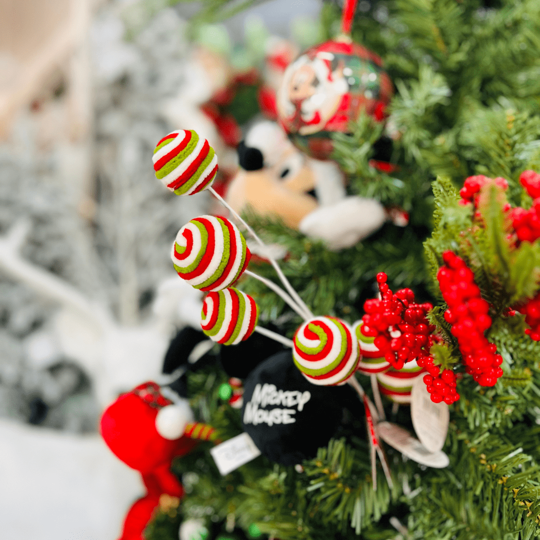 Galho Natalino Candy Verde, Vermelho e Branco 61cm