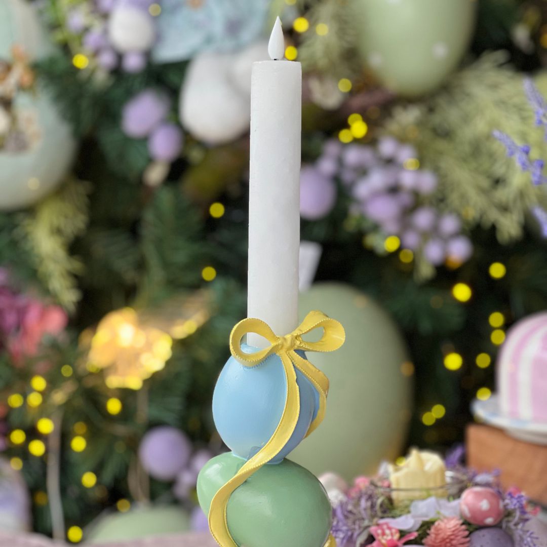 Porta-velas de Ovos Com Laço - 21cm