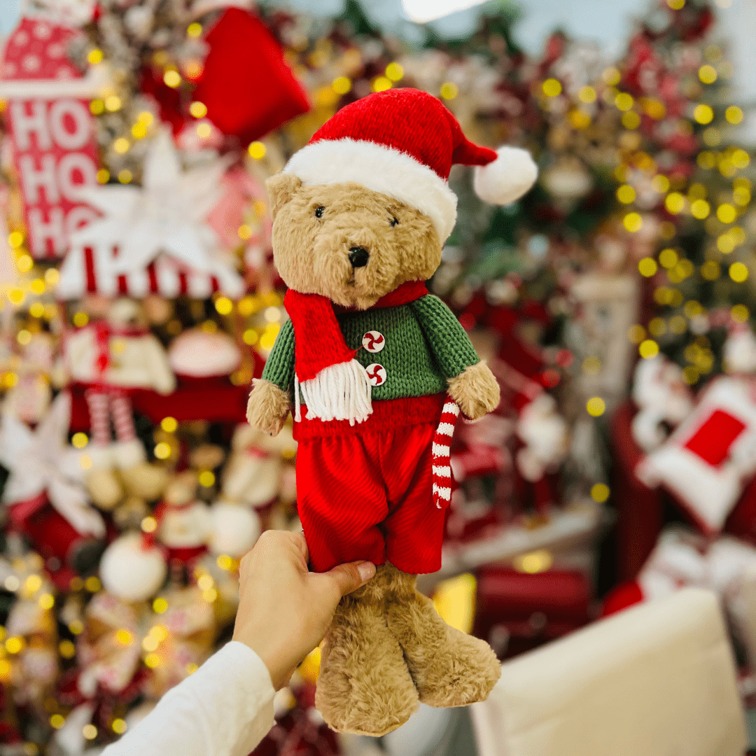 Urso Natalino Em Pé Candy Cane 39cm