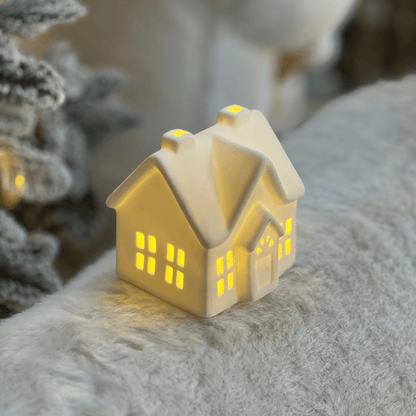 Casinha Branca Com Led 10x9cm