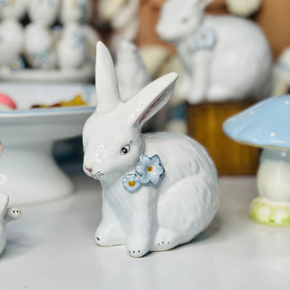 Coelho Decorativo com Detalhe em Azul Primavera - 20cm